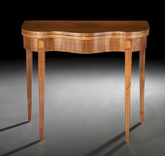 Appraisal: American Federal Line-Inlaid Mahogany Games Table ca of serpentine form