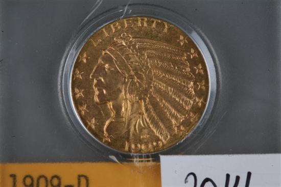 Appraisal: FIVE DOLLAR HALF-EAGLE GOLD COIN D mint mark Comes in