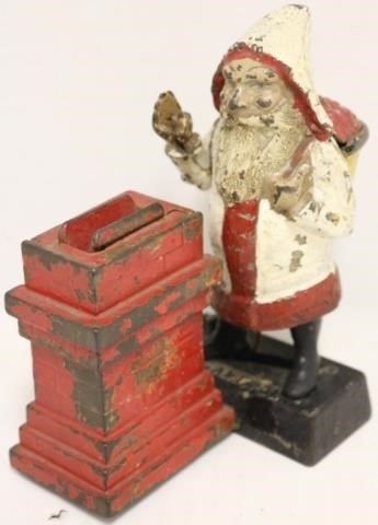 Appraisal: TH C CAST IRON MECHANICAL SANTA CLAUS BANK DATED OCT