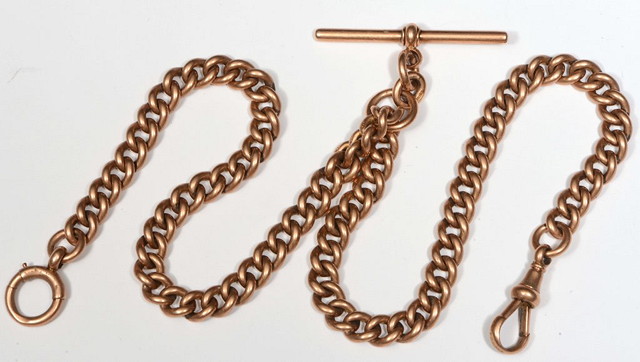 Appraisal: A CT GOLD WATCH CHAIN of graduated link form grams