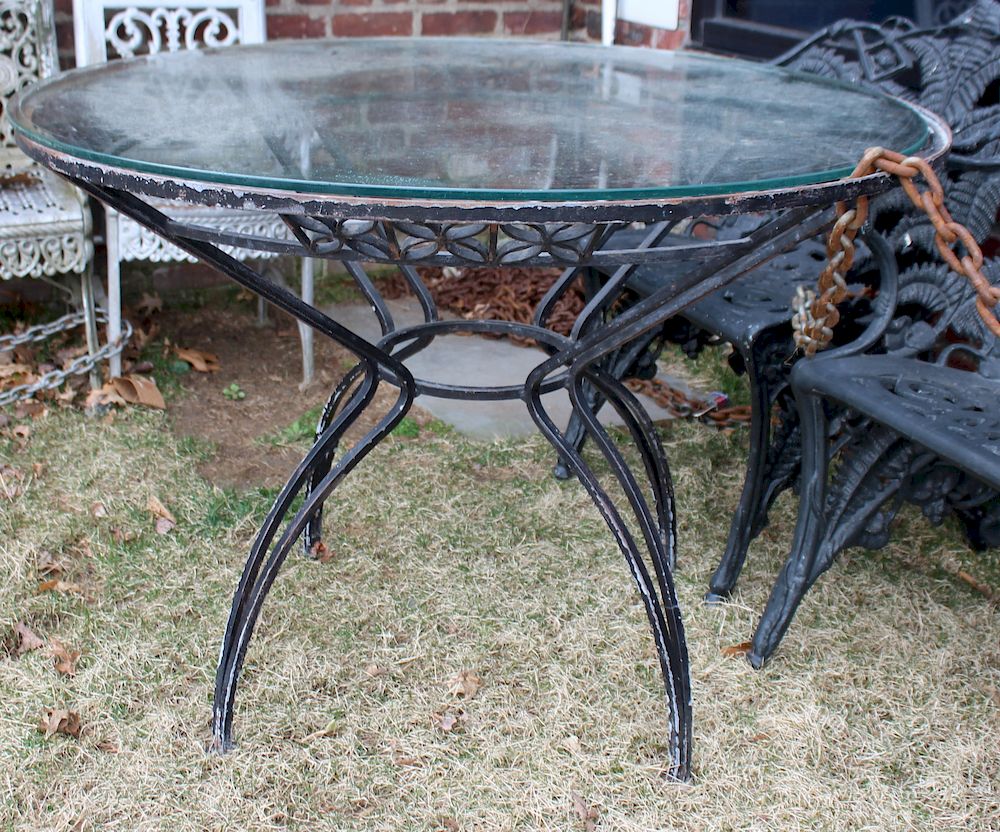 Appraisal: MIDCENTURY Iron Table From a Stamford CT estate - Dimensions