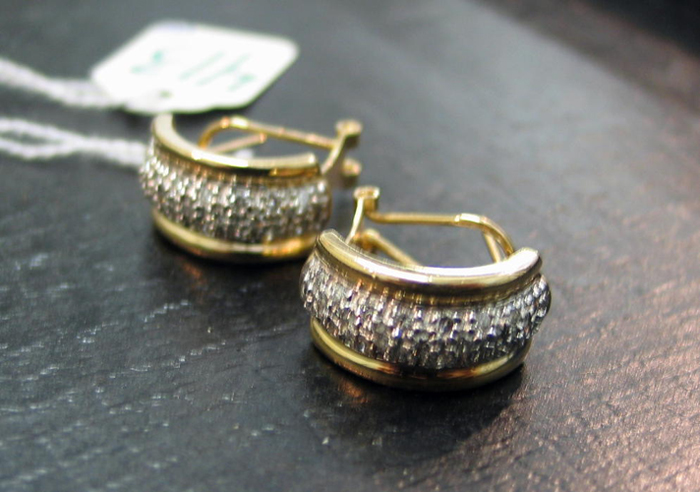 Appraisal: PAIR OF DIAMOND AND FOURTEEN KARAT YELLOW AND WHITE GOLD