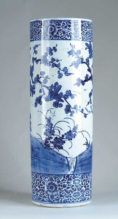 Appraisal: ANTIQUE BLUE AND WHITE IMARI UMBRELLA STAND Cylinder form decorated