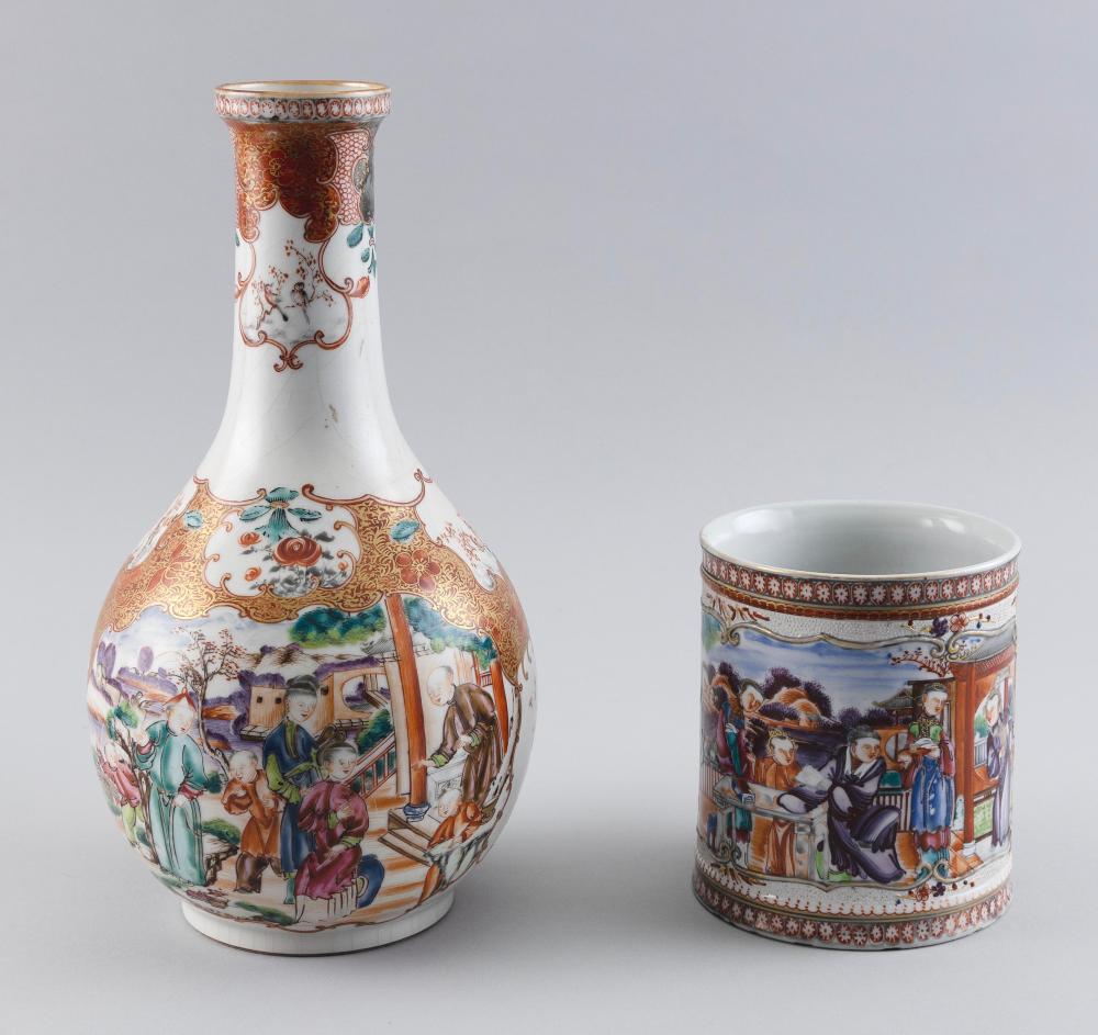 Appraisal: TWO PIECES OF CHINESE EXPORT FAMILLE ROSE PORCELAIN MID- TH