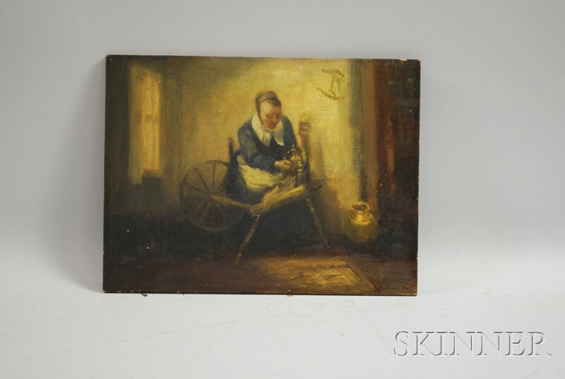 Appraisal: After Nicolaes Maes Dutch - Oil Sketch After The Spinner