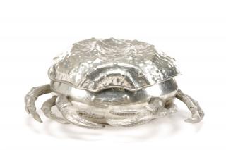 Appraisal: Whimsical Italian Pewter Crab Form Covered Box Whimsical two-piece hand