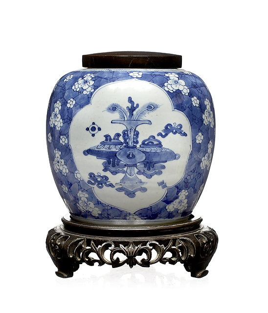 Appraisal: A Chinese blue and white ginger jarKangxi - decorated with