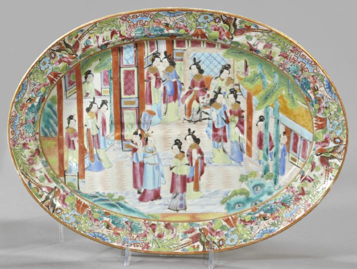 Appraisal: Chinese Export Rose Medallion Porcelain Poultry Platter second quarter th