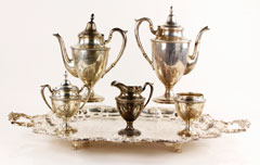 Appraisal: - Fisher Sterling Tea and Coffee Service Fisher tea and