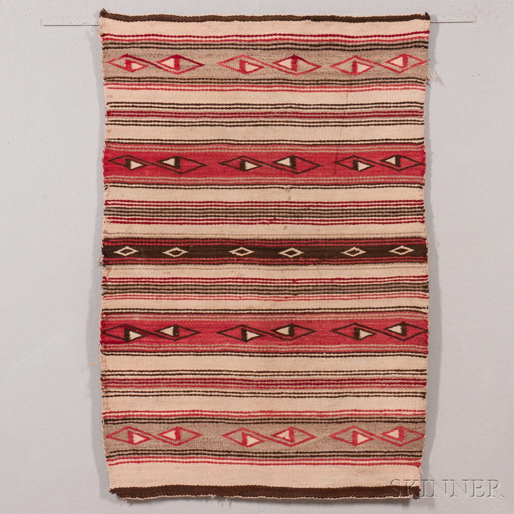 Appraisal: Navajo Banded Weaving woven with natural and synthetic homespun wool