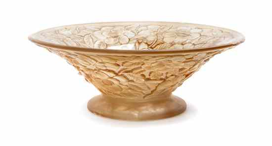 Appraisal: A Frosted and Molded Glass Center Bowl of low form