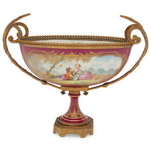 Appraisal: A S vres Style Gilt Bronze Mounted Porcelain Centerpiece Bowl