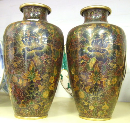 Appraisal: A pair of cloisonne vases th century each of ovoid