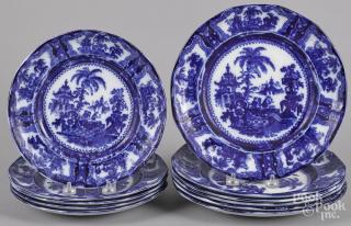 Appraisal: Eleven flow blue Kyber pattern plates five - '' dia