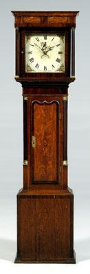 Appraisal: Georgian inlaid tall case clock oak and mahogany white-painted dial