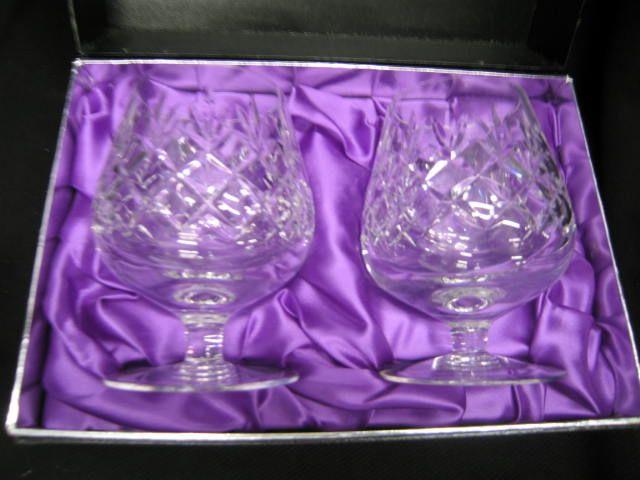 Appraisal: Pair of Edinburgh Cut Crystal Brandy Glasses in original box