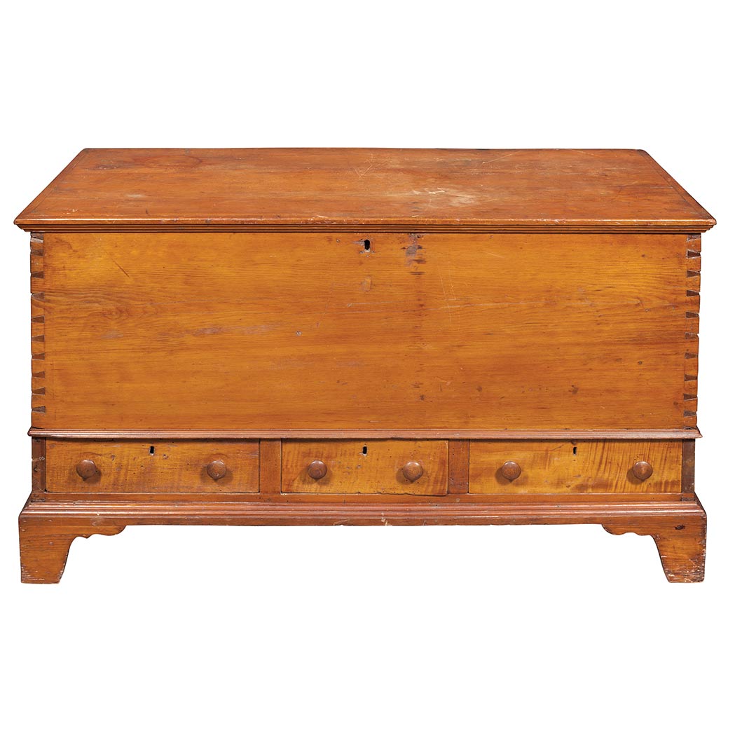 Appraisal: Pine Blanket Chest Over Drawers Early th century With three