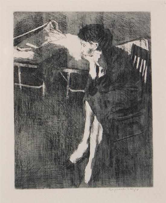 Appraisal: Raphael Soyer American - ''Pensive Girl'' etching and aquatint signed