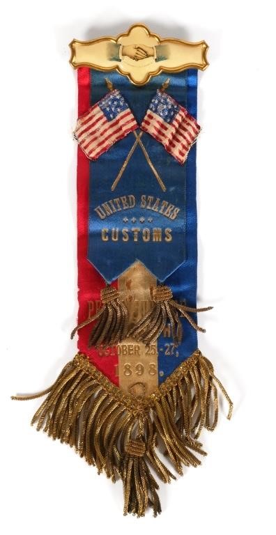 Appraisal: Rare Spanish American War US Customs Peace Jubilee ribbon dated