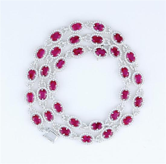 Appraisal: Ruby and diamond necklace consisting of oval Burmese rubies ctw