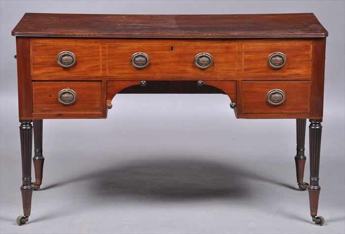 Appraisal: GEORGE IV CARVED MAHOGANY GENTLEMAN'S DRESSING TABLE The hinged top