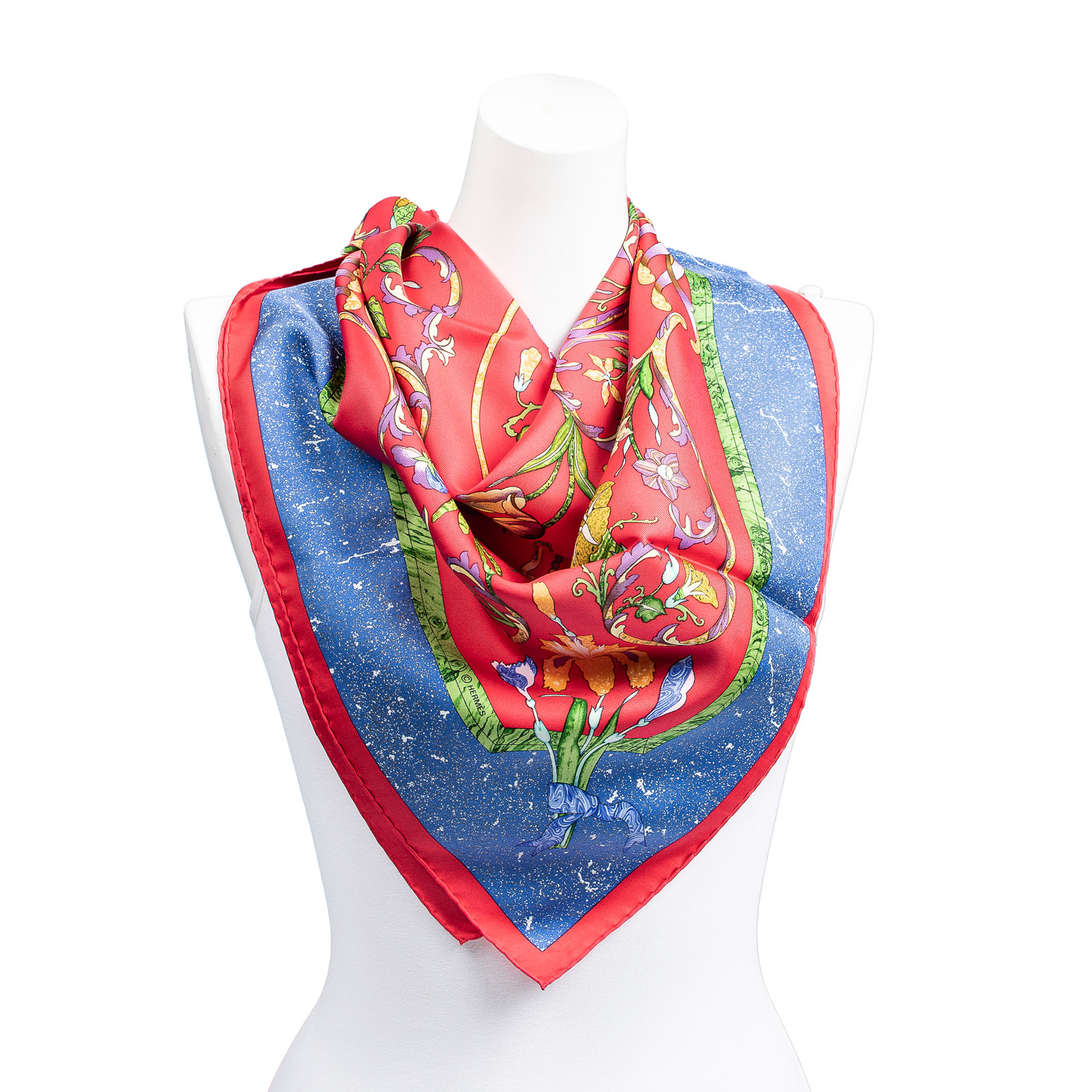 Appraisal: AN HERMES PIERRES D'ORIENT SCARF A red blue and multicolor