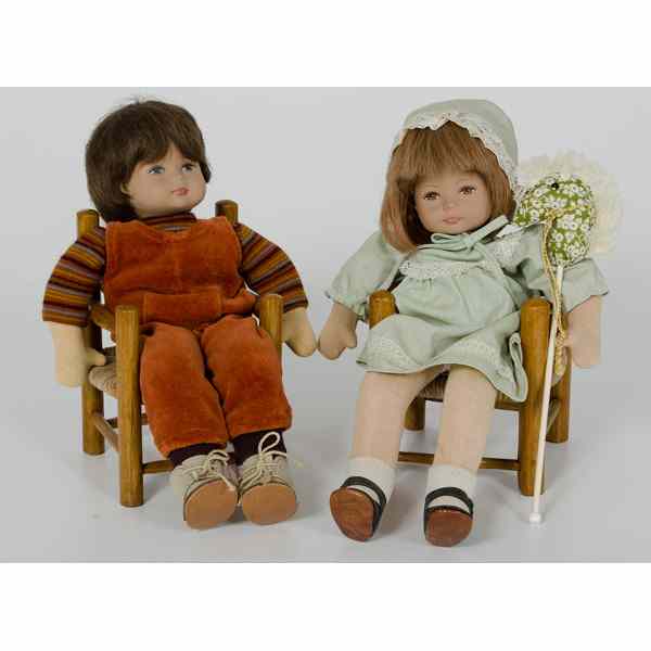 Appraisal: Continental Contemporary Toddler Dolls Switzerland a pair of boy and