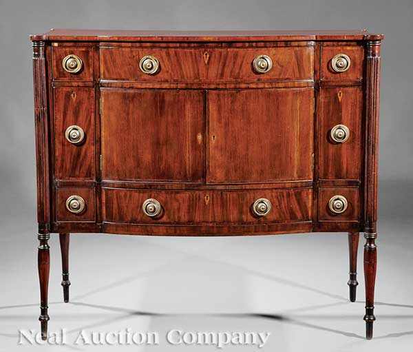 Appraisal: An American Federal Inlaid Mahogany Bowfront Server c Massachusetts top