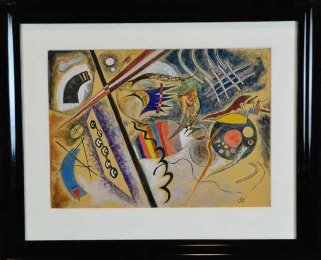 Appraisal: WASSILY KANDINSKY OIL ON BOARDSophisticated multi colored abstract painting Signed