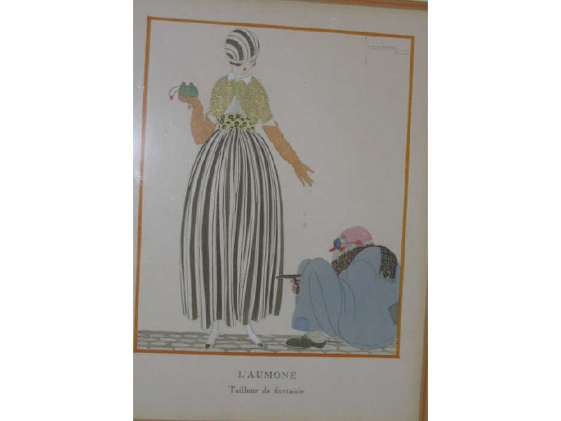 Appraisal: GEORGES LEPAPE FRENCH - L'AUMONE TAILLEUR DE FANTAISIE circa color