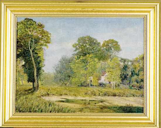 Appraisal: John Joseph Enneking Massachusetts Maine - SUMMER LANDSCAPE WITH HOUSES