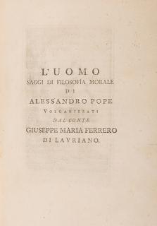 Appraisal: Pope Alexander L'Uomo saggi di filosofia morale di Alessandro Pope