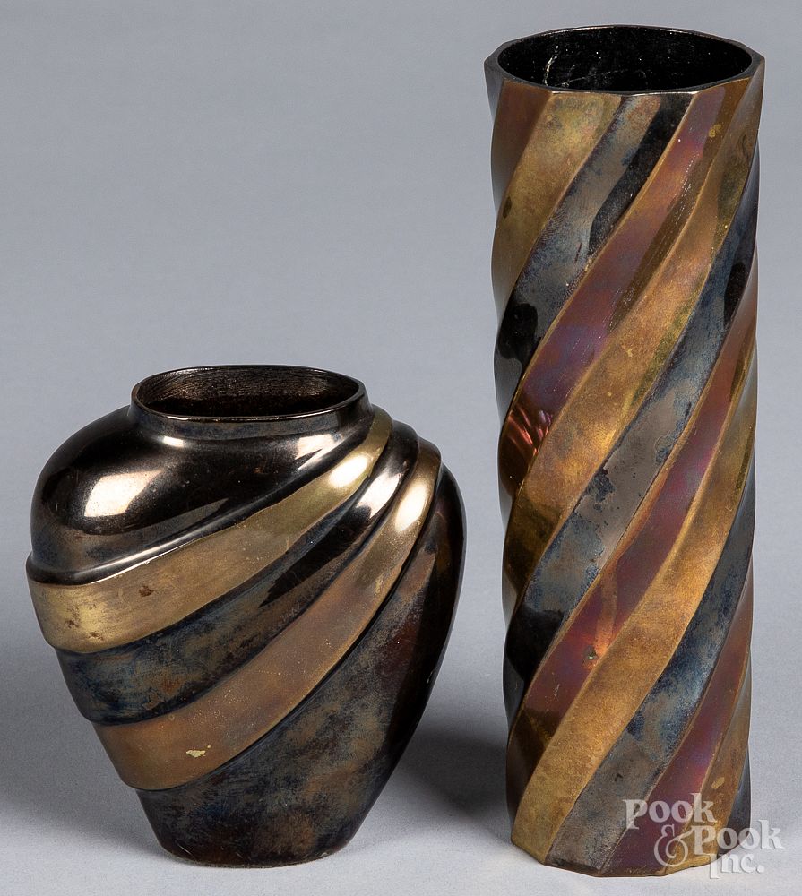 Appraisal: Two Tiffany Studios bronze vases Two Tiffany Studios bronze vases