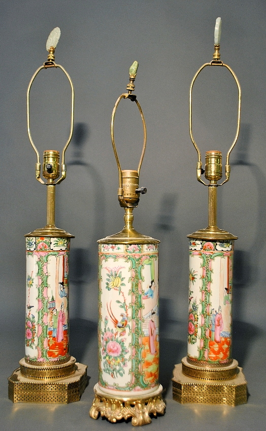 Appraisal: - Pair of Rose Medallion table lamps h to top