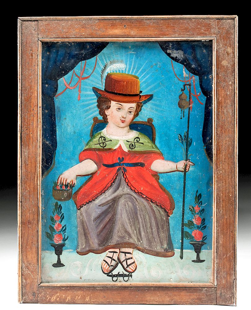 Appraisal: Framed th C Mexican Retablo - El Nino de Atocha