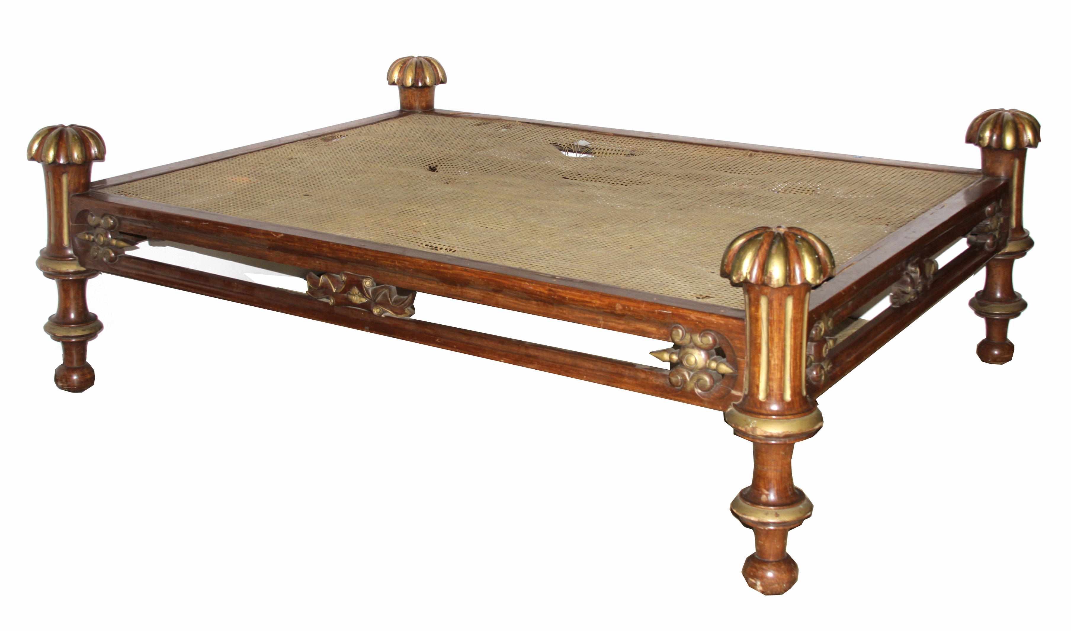 Appraisal: An Anglo Indian parcel gilt carved hardwood daybed height in