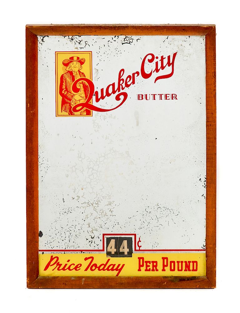 Appraisal: Quaker City Butter Advertising Mirror Good original condition Please Email