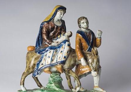 Appraisal: STAFFORDSHIRE PEARLWARE FIGURAL GROUP OF 'THE FLIGHT INTO EGYPT '