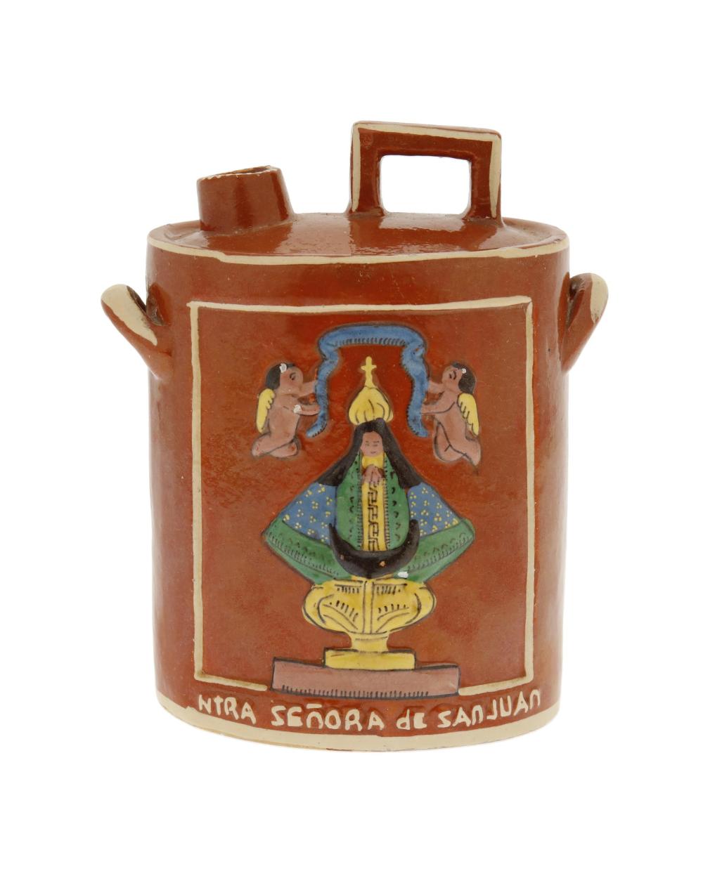 Appraisal: A Tlaquepaque pottery canteen Circa s Tlaquepaque Mexico With partially