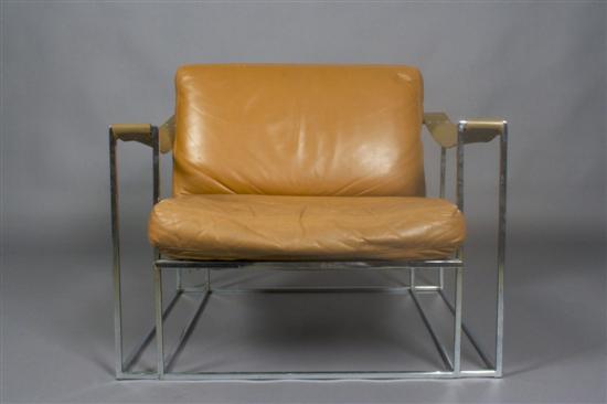 Appraisal: A Chrome and Leather Armchair Milo Baughman Height inches