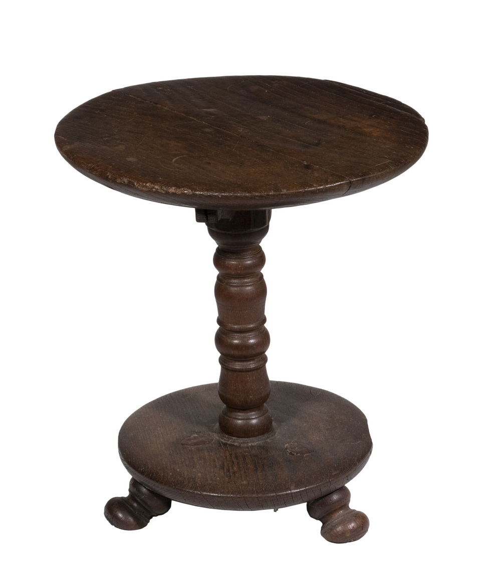 Appraisal: TH C OAK DOUBLE TIER SIDE TABLE Unusual Round English