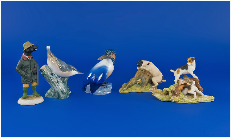 Appraisal: Two Copenhagen Porcelain Bird Figures Plus Country Companion figures of