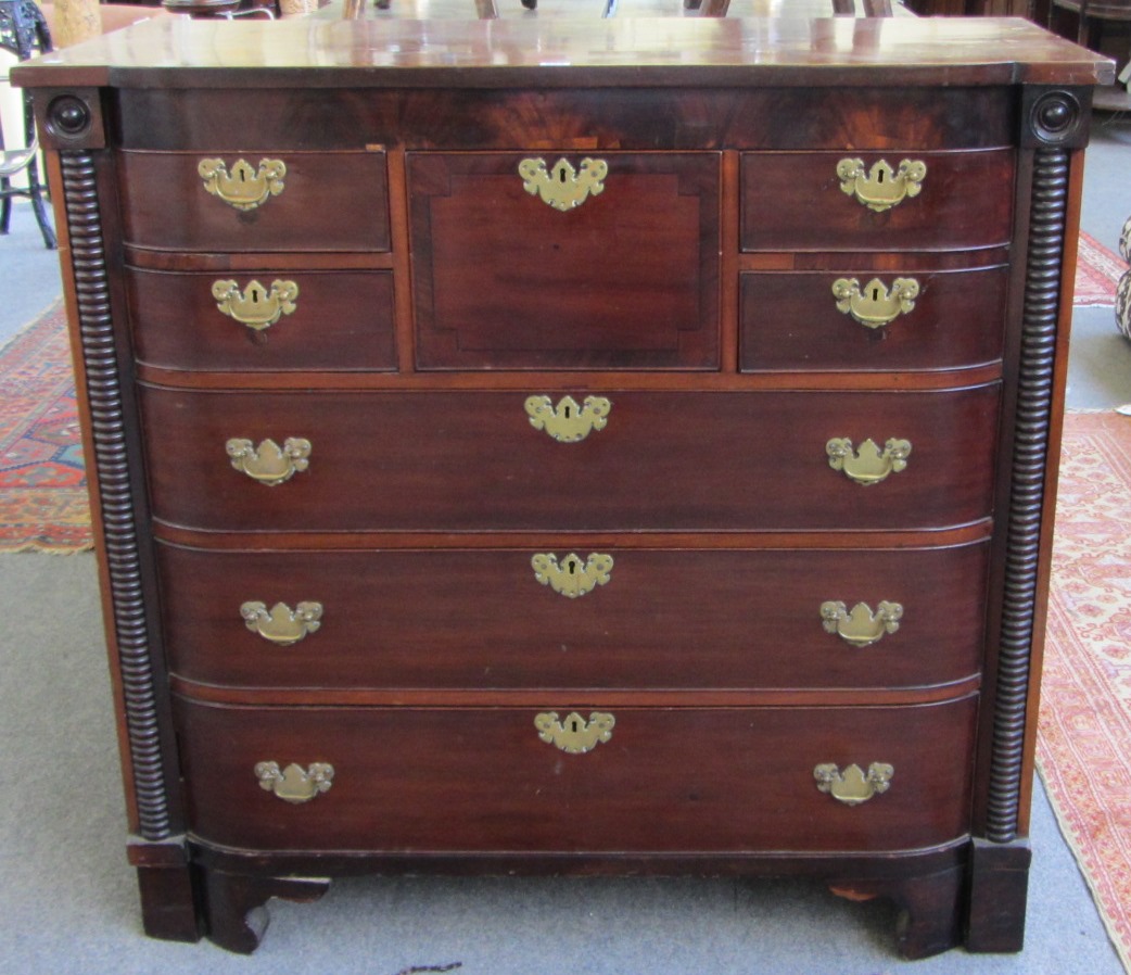 Appraisal: An early th century Scottish mahogany bowfront chest of five