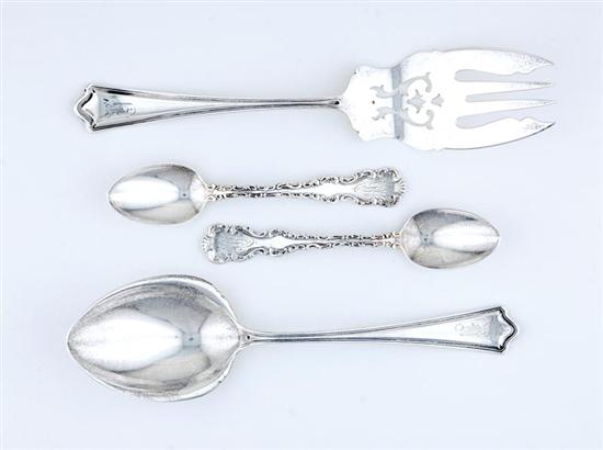 Appraisal: Whiting sterling flatware and serving piece Louis XV pattern teaspoons