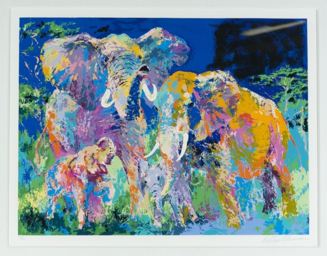 Appraisal: Leroy Neiman American - Elephant Family Framed limited edition lithograph