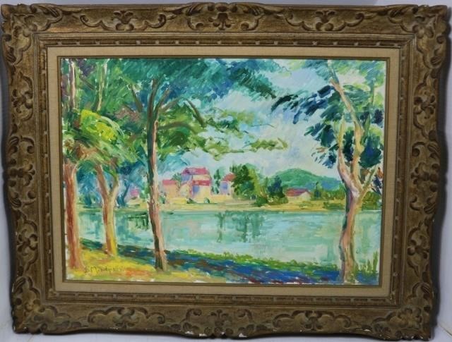 Appraisal: SERGE MENDJISKY - FRENCH OIL PAINTINGON CANVAS IMPRESSIONIST RIVERSCAPE WITH