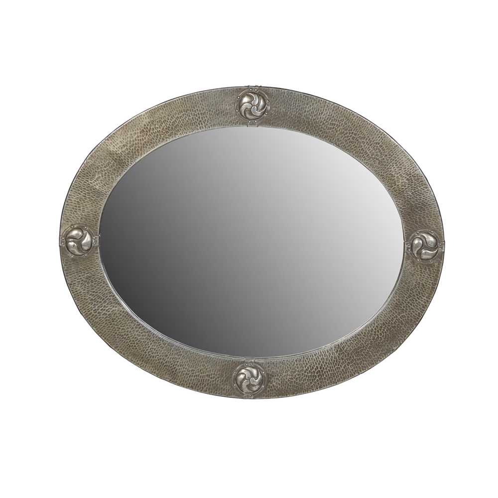 Appraisal: LIBERTY CO LONDON WALL MIRROR CIRCA beaten pewter frame mirrored