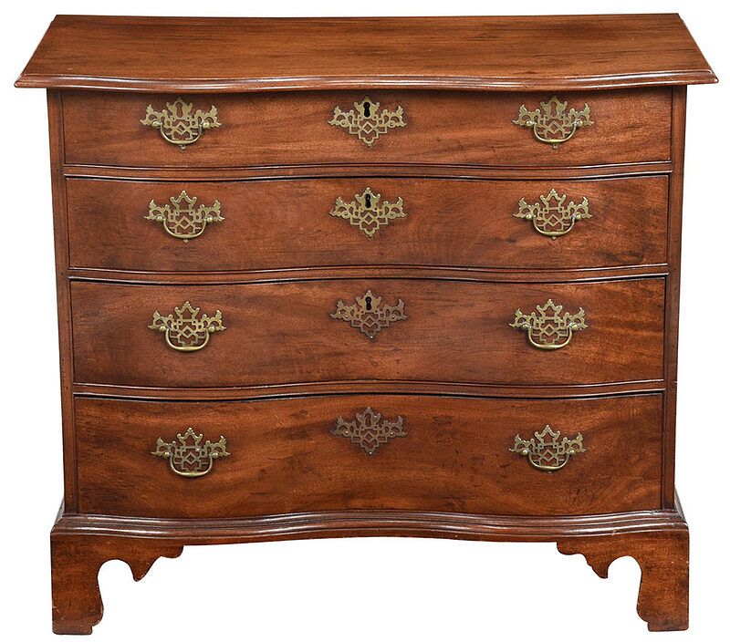 Appraisal: Fine American Chippendale Reverse Serpentine Chest Boston late th century