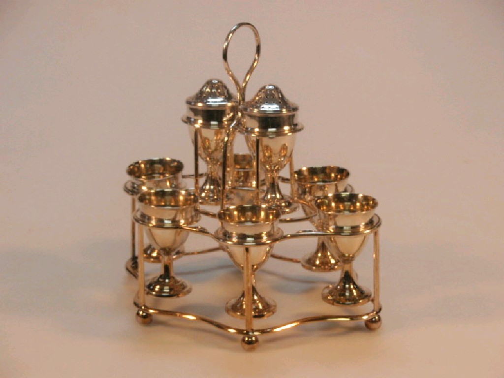 Appraisal: A George III silver-gilt breakfast egg cruet by Matthew Boulton