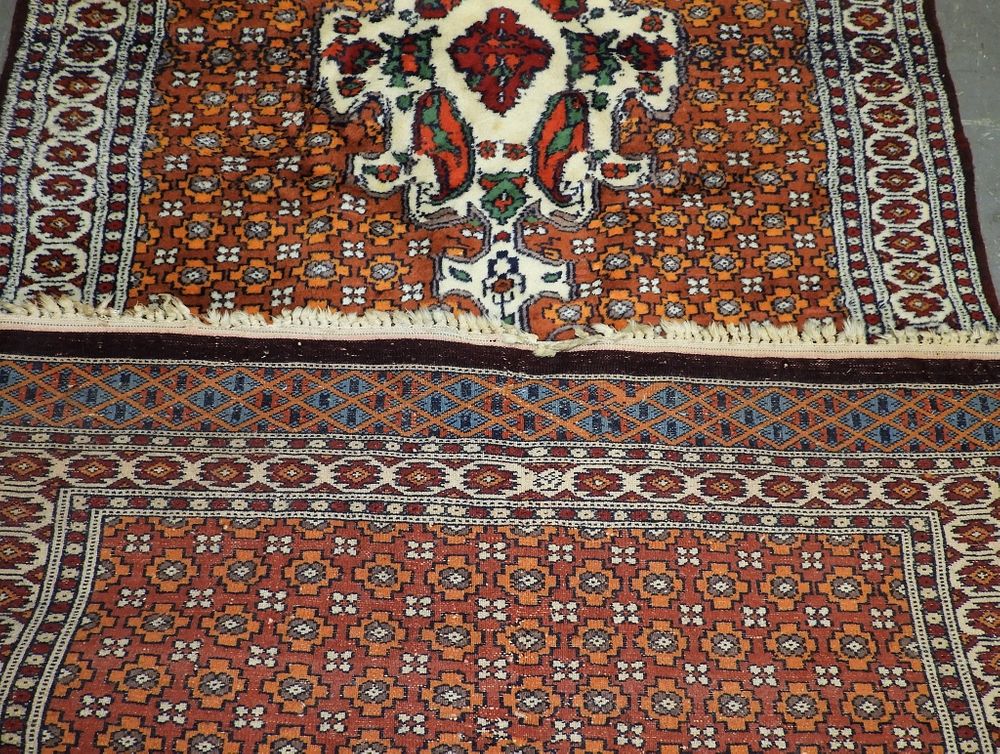 Appraisal: Turkish Oriental Rust Camel Hair Carpet Rug Turkey Circa Central